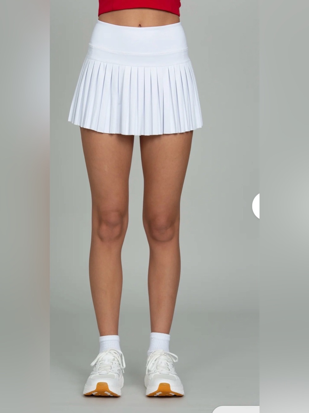 Gold Hinge White Pleated Tennis Skirt High Rise Athletic Mini Skort